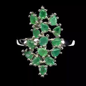 New Natural Emerald Untreated Ring Size 8 in 925 Sterling Silver